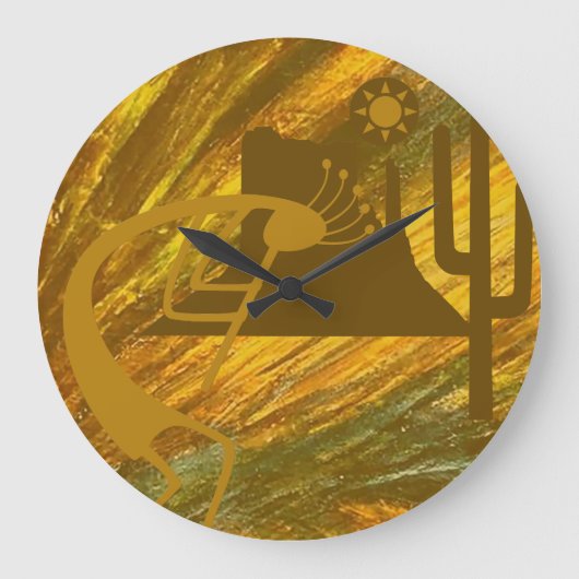 抽象芸術ココペリ、メサ、サボテン、サン ラージ壁時計 (正面)