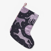 抽象芸術コスモパターン，銀河系背景 スモールクリスマスストッキング (正面 (吊り時))