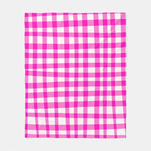 抽象芸術コテージコアピクニックプレイドパターンinピンク フリースブランケット (正面)