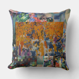 抽象芸術コラージュを持つ大きな装飾用クッション クッション