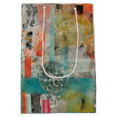 抽象芸術コラージュ混合メディア抽象芸術 ミディアムペーパーバッグ (裏面)