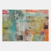 抽象芸術コラージュ混合メディア抽象芸術 ラッピングペーパーシート (正面)