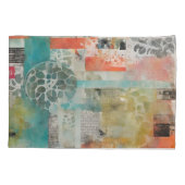 抽象芸術コラージュ混合メディア抽象芸術 枕カバー (裏面)