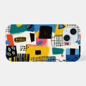 抽象芸術コラージュ iPhone 15ケース (裏面横)