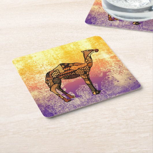 抽象芸術コラージュOzzy the Camel ID102 スクエアペーパーコースター (アングル)