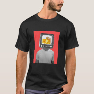 抽象芸術コンセプトマンとビールテレビのヘッドイラスト Tシャツ
