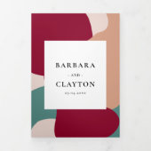 抽象芸術コンテンポラリーの形が一つ結婚に 三つ折り招待状 (カバー)