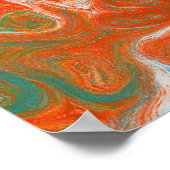 抽象芸術コンテンポラリーアートレッドオレンジティール(緑がかった色)渦巻き ポスター (角)