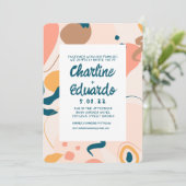 抽象芸術コンテンポラリーカラフルパステル結婚ズ 招待状 (スタンド正面)