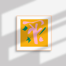 抽象芸術コンテンポラリーシェイプ – ピンクの黄色の緑