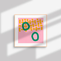 抽象芸術コンテンポラリーシェイプ – ピンクの黄色の緑