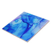 抽象芸術コンテンポラリーブルーとパープルインクアート タイル (側面)