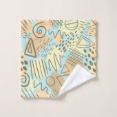 抽象芸術コンテンポラリーブルー、イエロー、メロン、ブラウン バスタオルセット (ウォッシュタオル)