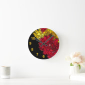 抽象芸術コンテンポラリー幾何はっきりした金ゴールド番号 ラウンド壁時計 (ホーム)