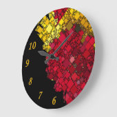 抽象芸術コンテンポラリー幾何学的5つの金ゴールド番号 ラージ壁時計 (傾斜)