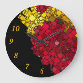 抽象芸術コンテンポラリー幾何学的5つの金ゴールド番号 ラージ壁時計 (正面)