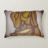 抽象芸術コンテンポラリー愛好家の芸術OchreとBrow アクセントクッション (正面)