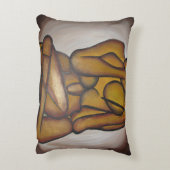 抽象芸術コンテンポラリー愛好家の芸術OchreとBrow アクセントクッション (裏面(縦))
