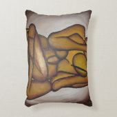 抽象芸術コンテンポラリー愛好家の芸術OchreとBrow アクセントクッション (正面(垂直))