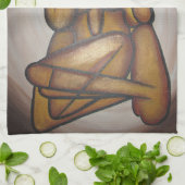 抽象芸術コンテンポラリー愛好家の芸術OchreとBrow キッチンタオル (折り畳み)