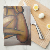 抽象芸術コンテンポラリー愛好家の芸術OchreとBrow キッチンタオル (四つ折り)