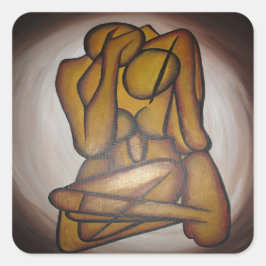 抽象芸術コンテンポラリー愛好家の芸術OchreとBrow スクエアシール