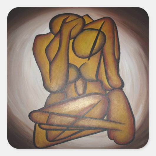 抽象芸術コンテンポラリー愛好家の芸術OchreとBrow スクエアシール (正面)