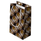 抽象芸術コンテンポラリー愛好家の芸術OchreとBrow スモールペーパーバッグ (裏面アングル)