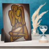 抽象芸術コンテンポラリー愛好家の芸術OchreとBrow フォトプラーク (側面)