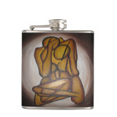 抽象芸術コンテンポラリー愛好家の芸術OchreとBrow フラスク (正面)