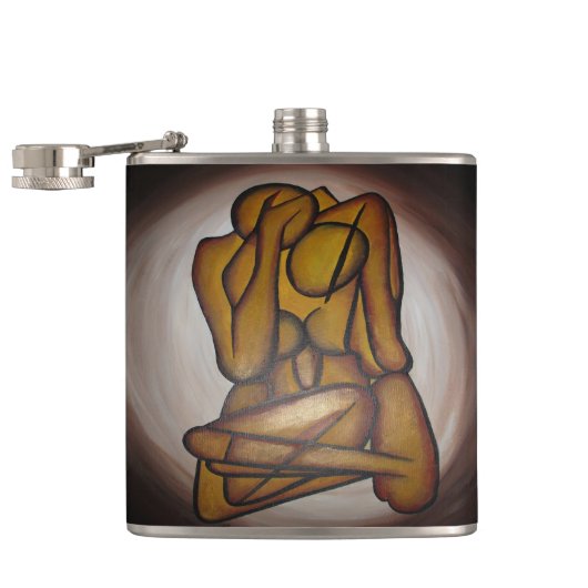 抽象芸術コンテンポラリー愛好家の芸術OchreとBrow フラスク (オープン)