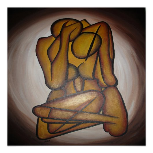 抽象芸術コンテンポラリー愛好家の芸術OchreとBrow ポスター (正面)