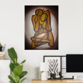 抽象芸術コンテンポラリー愛好家の芸術OchreとBrow ポスター (ホームオフィス)