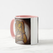 抽象芸術コンテンポラリー愛好家の芸術OchreとBrow マグカップ (正面左)