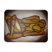 抽象芸術コンテンポラリー愛好家の芸術OchreとBrow マグネット (横)