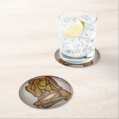 抽象芸術コンテンポラリー愛好家の芸術OchreとBrow ラウンドペーパーコースター (インサイチュ)