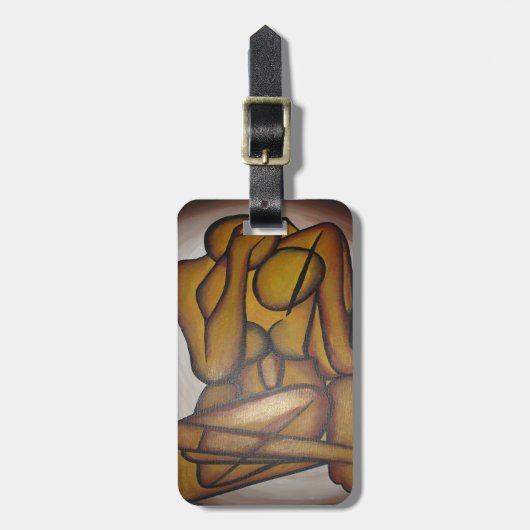 抽象芸術コンテンポラリー愛好家の芸術OchreとBrow ラゲッジタグ (正面縦)