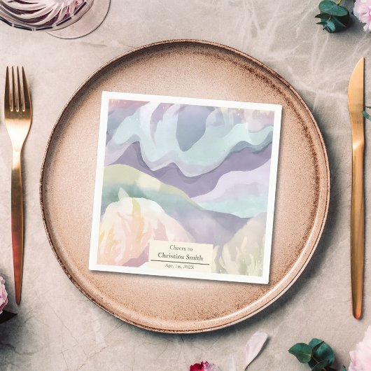 抽象芸術コンテンポラリー水色除パーティー スタンダードカクテルナプキン