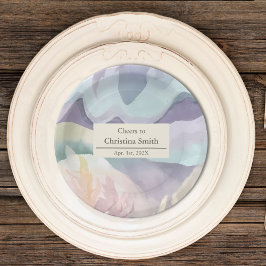 抽象芸術コンテンポラリー水色除パーティー ペーパープレート