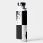 抽象芸術コンテンポラリー白黒の円 ウォーターボトル (左面)