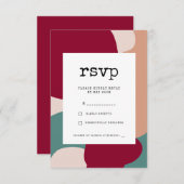 抽象芸術コンテンポラリー結婚図形 出欠カード (正面/裏面)