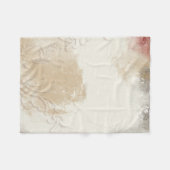 抽象芸術コンテンポラリー金ゴールドレッドグレーアート フリースブランケット (正面(横))