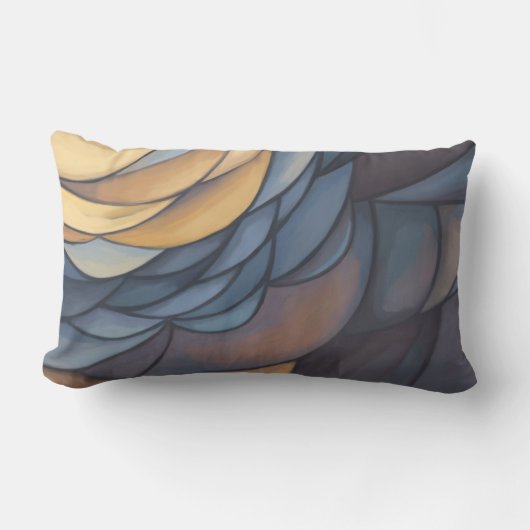 抽象芸術コンテンポラリー、絵画s、ベージュ、オークル ランバークッション (正面)