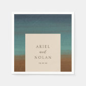 抽象芸術コースタルシモダンック結婚ズ スタンダードカクテルナプキン (正面)