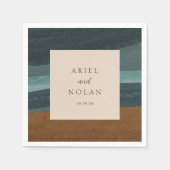 抽象芸術コースタルシモダンック結婚ズ スタンダードカクテルナプキン (正面)