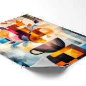 抽象芸術コーヒーアート – ジオメトリックカップと蒸気 ポスター (角)