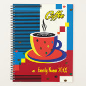 抽象芸術コーヒーカップトレンディーアーコンテンポラリート プランナー手帳 (正面)