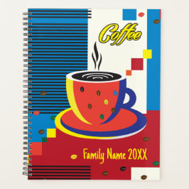 抽象芸術コーヒーカップトレンディーアーコンテンポラリート プランナー手帳