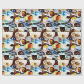 抽象芸術コーヒーカップ水の色パターン ラッピングペーパー (フラット)