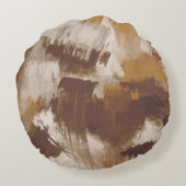 抽象芸術コーヒーカラー絵を描ストローク ラウンドクッション (裏面)